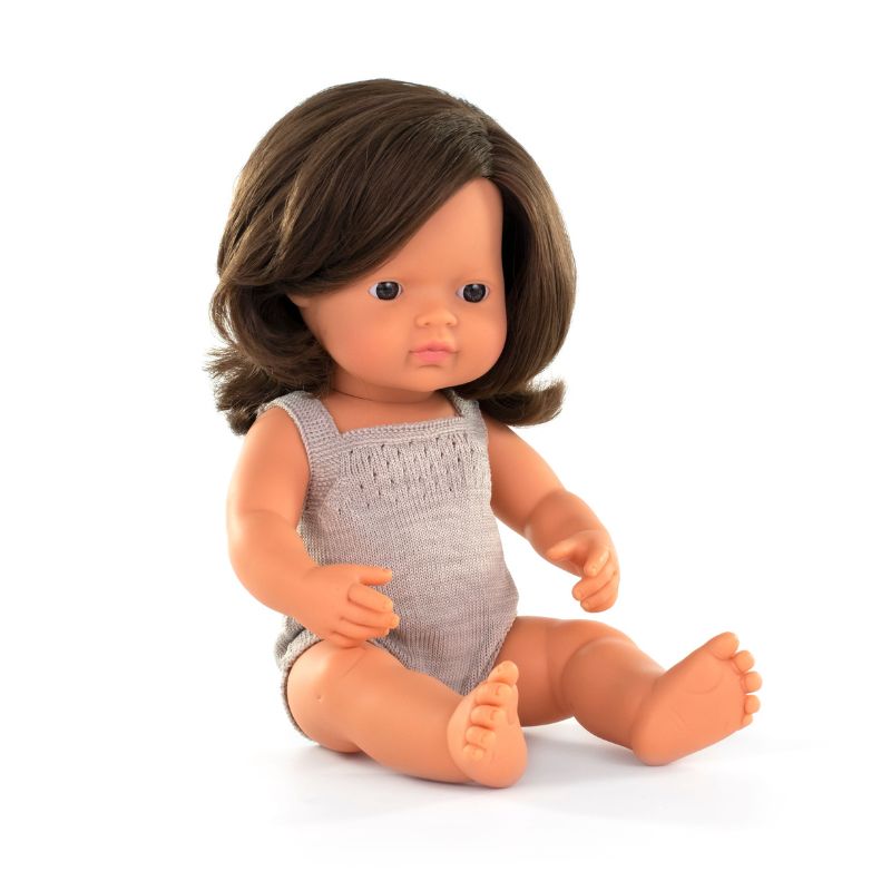 Miniland Brunette Girl Doll - Acer 38cm