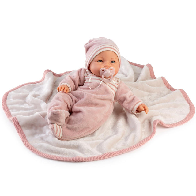 Antonio Juan Crying Doll Bimba with Pink Blanket - 37cm