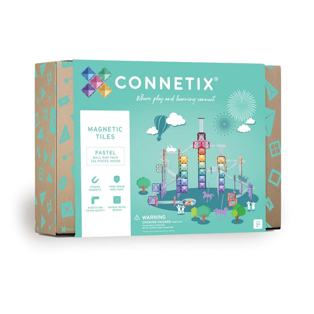 Connetix Magnetic Tiles 106 Piece Pastel Ball Run Pack