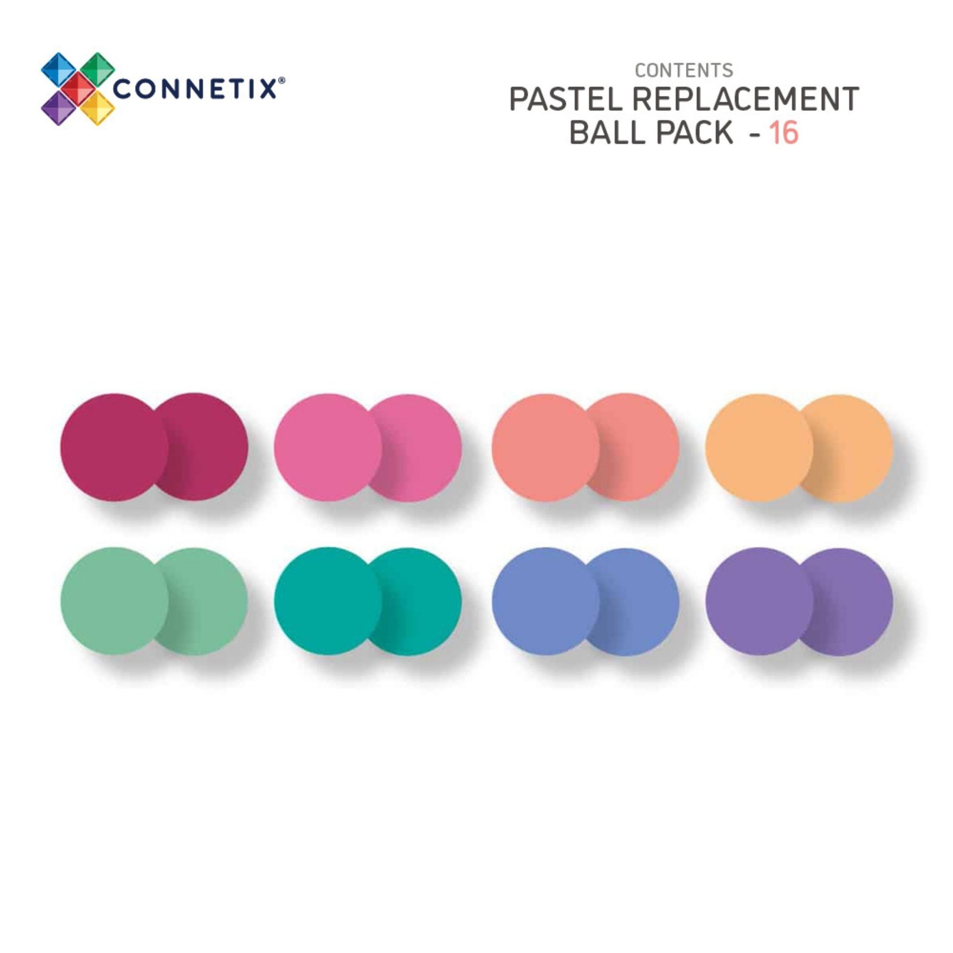 Connetix Tiles - 16 Piece Pastel Replacement Ball Pack