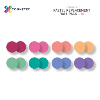 Connetix Magnetic Tiles 16 Piece Pastel Replacement Ball Pack