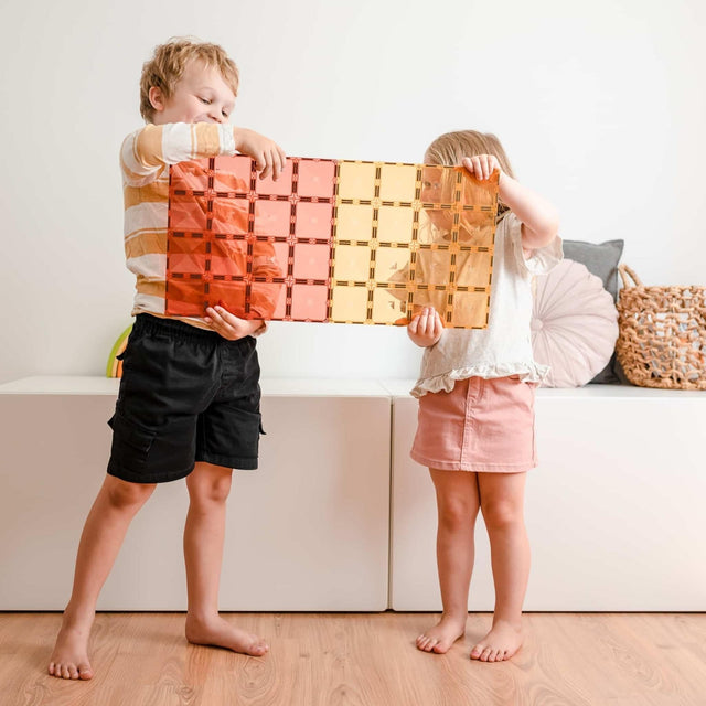 Connetix Magnetic Tiles Piece Base Plate Pack - Lemon & Peach