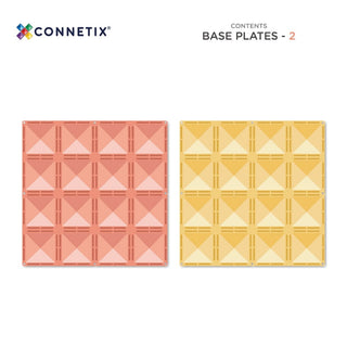 Connetix Magnetic Tiles Piece Base Plate Pack - Lemon & Peach