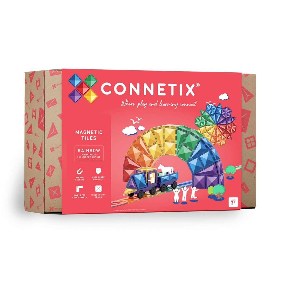 CONNETIX Magnetic Tiles 212 Piece Rainbow Mega Pack