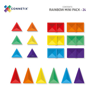 Connetix Magnetic Tiles 24 Piece Rainbow Mini Pack