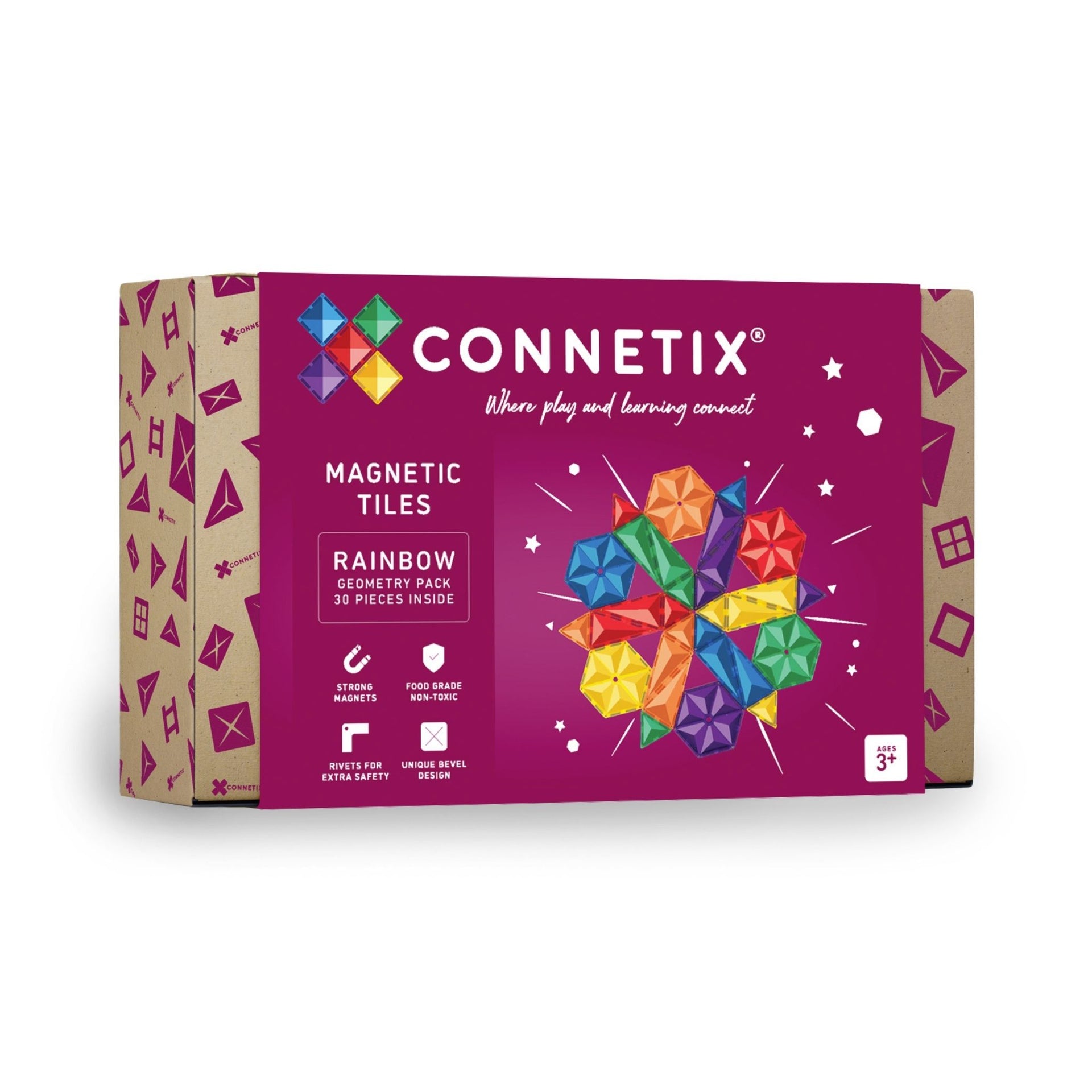 Connetix Tiles - 30 Piece Rainbow Geometry Pack