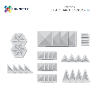Connetix Magnetic Tiles 34 Piece Clear Starter Pack