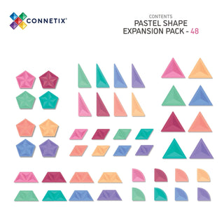 Connetix Magnetic Tiles 48 Piece Pastel Shape Expansion Pack