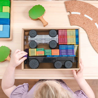 Connetix Magnetic Tiles 50 Piece Rainbow Transport Pack