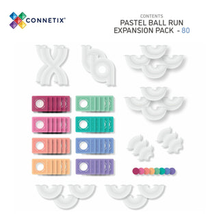 Connetix Magnetic Tiles 80 Piece Pastel Ball Run Expansion Pack
