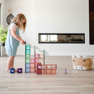 Connetix Magnetic Tiles 80 Piece Pastel Ball Run Expansion Pack