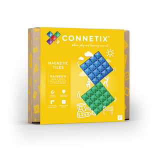 Connetix Magnetic Tiles 2 Piece Rainbow Base Plate Pack Green & Blue