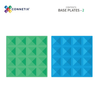 Connetix Magnetic Tiles 2 Piece Rainbow Base Plate Pack Green & Blue
