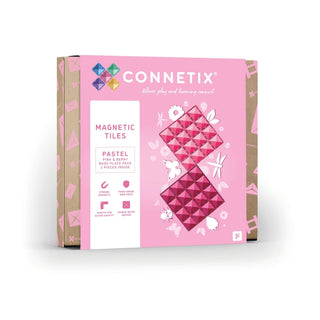 Connetix Magnetic Tiles 2 Piece Pastel Base Plate Pack - Pink & Berry