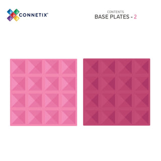 Connetix Magnetic Tiles 2 Piece Pastel Base Plate Pack - Pink & Berry