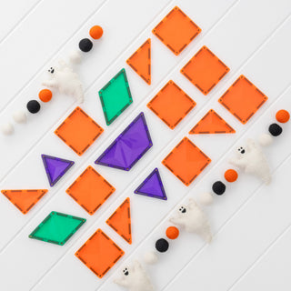CONNETIX Magnetic Tiles 17 Piece Halloween Pumpkin Pack