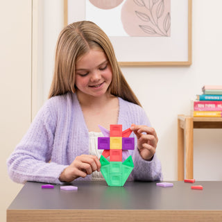 CONNETIX Magnetic Tiles 21 Piece Pro Build-It Flower Set