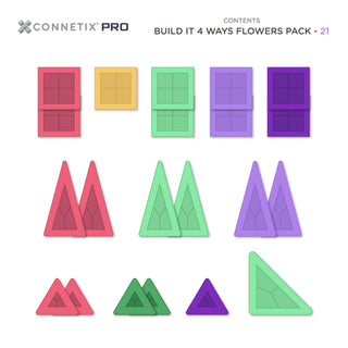 CONNETIX Magnetic Tiles 21 Piece Pro Build-It Flower Set