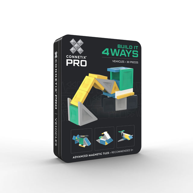 CONNETIX Magnetic Tiles 30 Piece Pro Build-It Vehicles Set