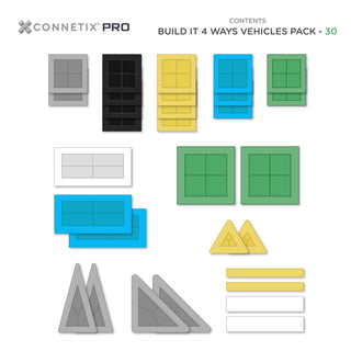 CONNETIX Magnetic Tiles 30 Piece Pro Build-It Vehicles Set