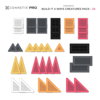 CONNETIX Magnetic Tiles 36 Piece Pro Build-It Creatures Set