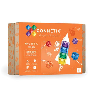 Connetix Magnetic Tiles 42 Piece Rainbow Square Pack