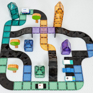 Connetix Magnetic Tiles 16 Piece Roads Ramps and Intersections Pack