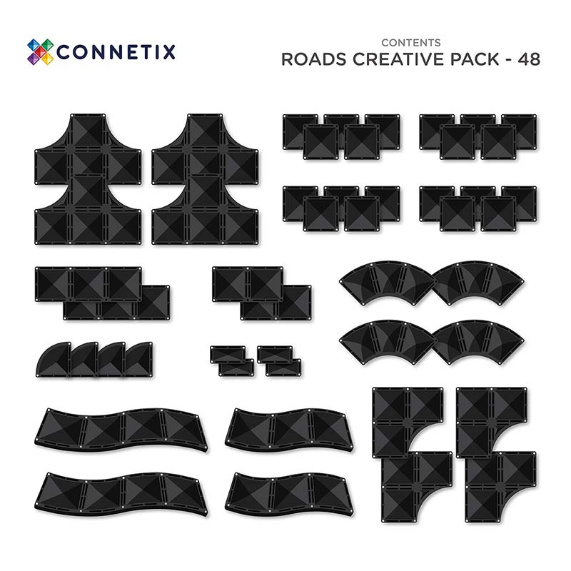 【海外限定】Connetix ROADS クリエイティブパック 48pcs CONNETIX Magnetic Tiles 48 Piece Roads Creative Pack – The Kid
