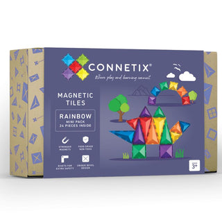 Connetix Magnetic Tiles 24 Piece Rainbow Mini Pack