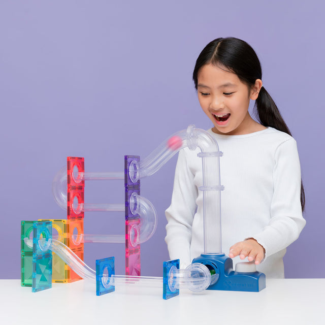 CONNETIX Magnetic Tiles 47 Piece Ball Run Launcher Pack