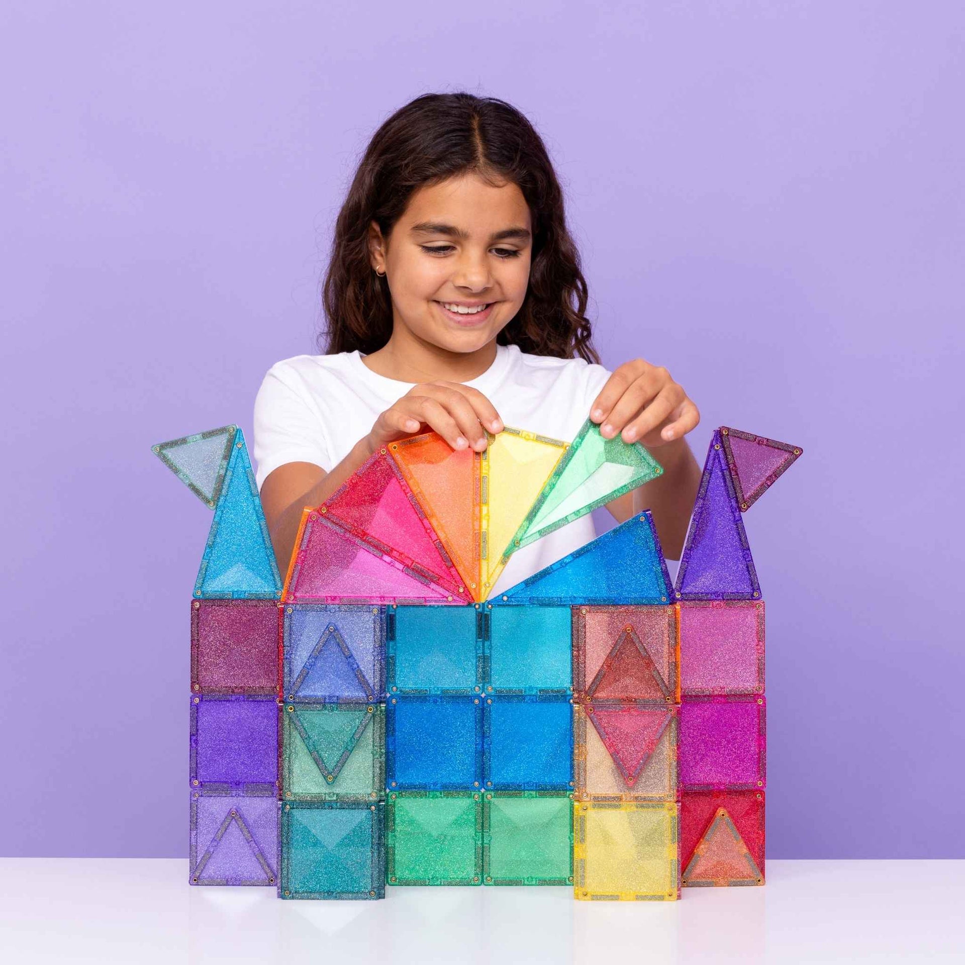 Connetix Magnetic Tiles 48 Piece Castle Glitter Pack