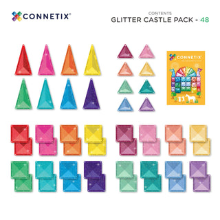 Connetix Magnetic Tiles 48 Piece Castle Glitter Pack
