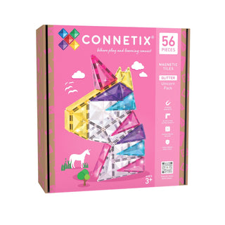 Connetix Magnetic Tiles 56 Piece Glitter Unicorn Pack