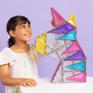 Connetix Magnetic Tiles 56 Piece Glitter Unicorn Pack
