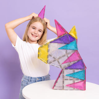 Connetix Magnetic Tiles 56 Piece Glitter Unicorn Pack