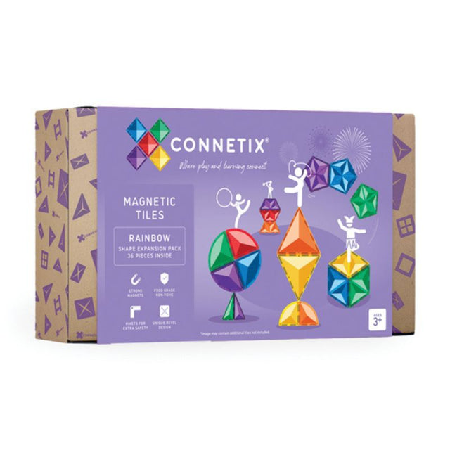 Connetix Magnetic Tiles 36 Piece Rainbow Shape Expansion Pack