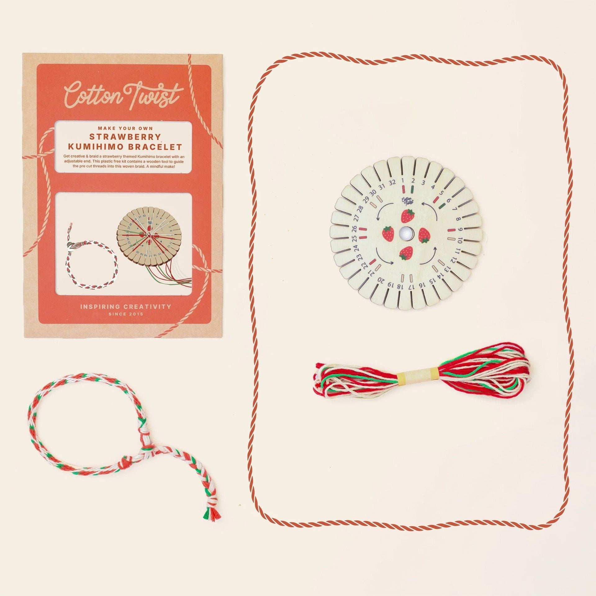 Cotton Twist Make Your Own Strawberry Kumihimo Bracelet Kit