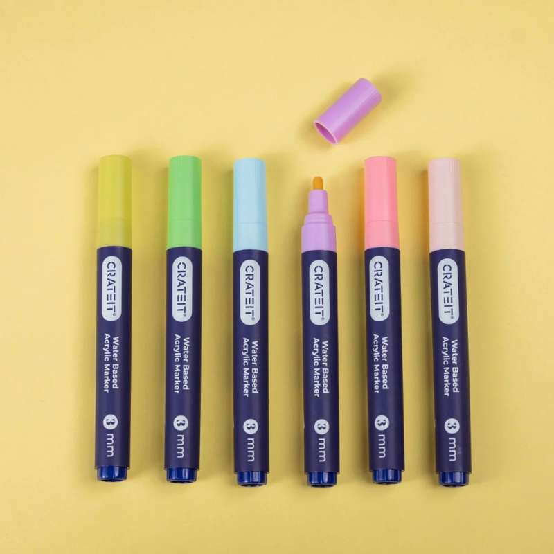 Crateit Pastel Markers 3mm - Set of 6