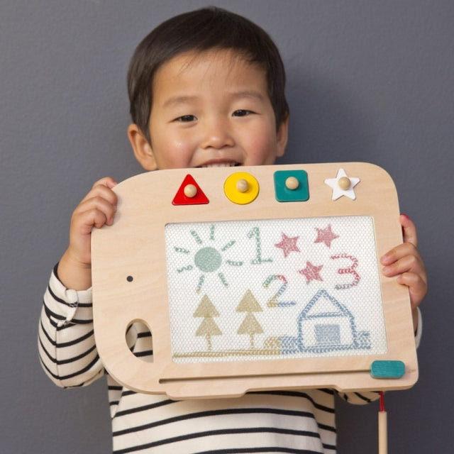 Petit Collage Doodle + Draw Elephant Wooden Magic Drawing Board
