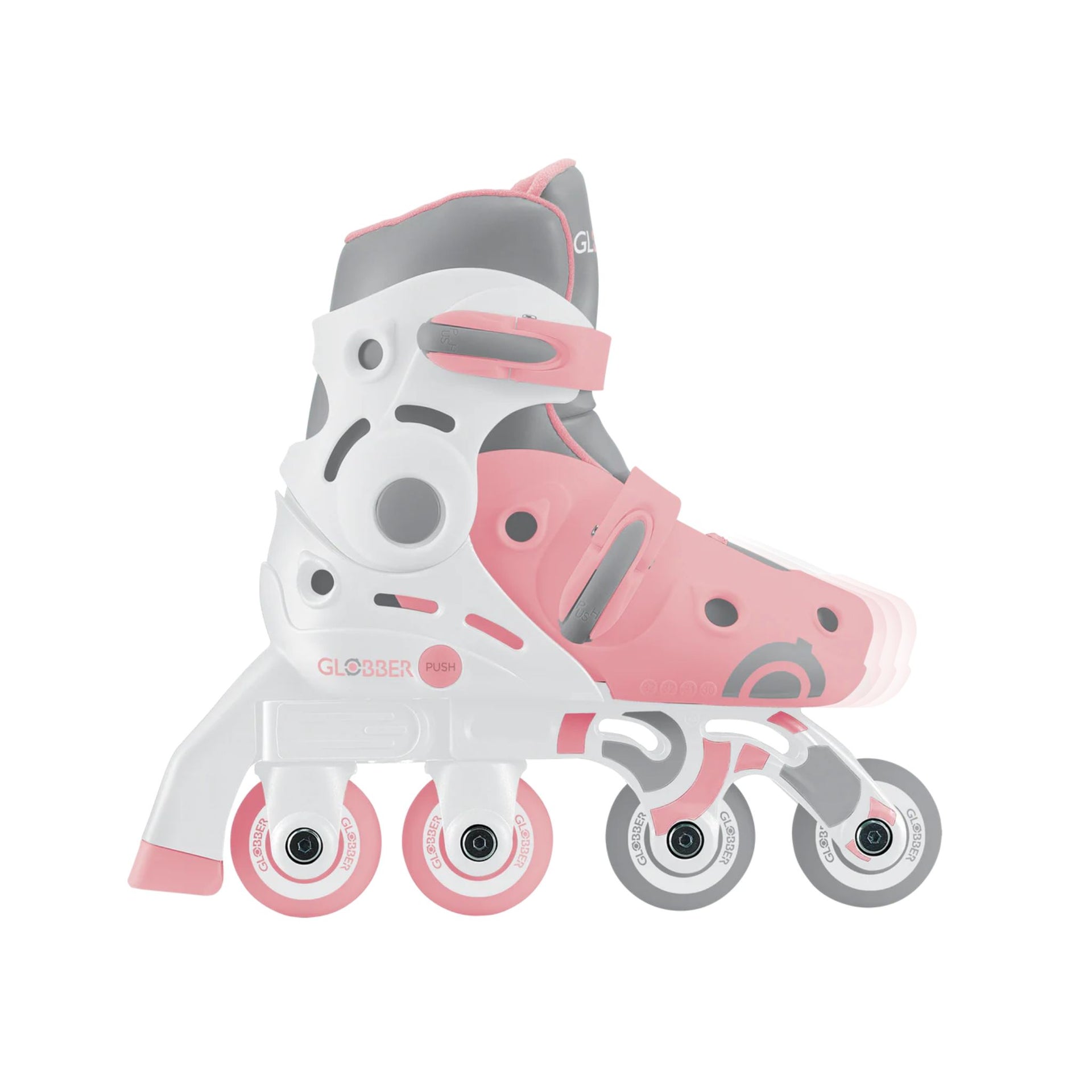Globber 2 in 1 Learning Skates - Pastel Pink