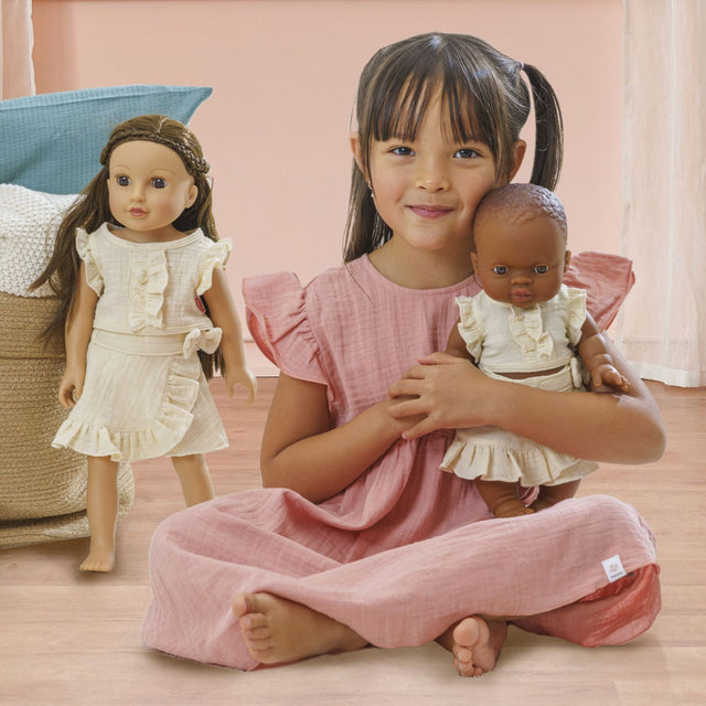 Heless Doll Ruffle Top and Skirt Set - Ecru
