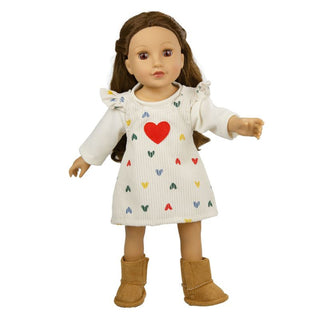 Heless Doll Corduroy Dress Set - Heart Confetti