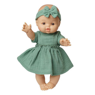 Heless Doll Dress and Headband Set - Sage Green