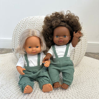 Heless Doll Dungaree Set - Sage Green
