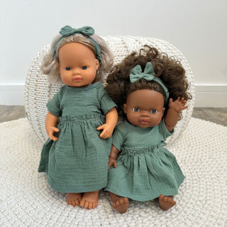 Heless Doll Dress and Headband Set - Sage Green