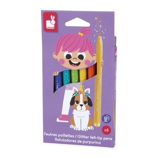 Janod Glitter Felt Tip Pens - Set of 8