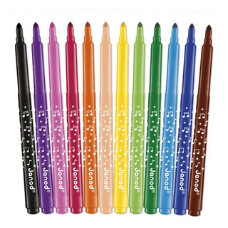 Janod Long Lasting Felt Tip Pens - Set of 12