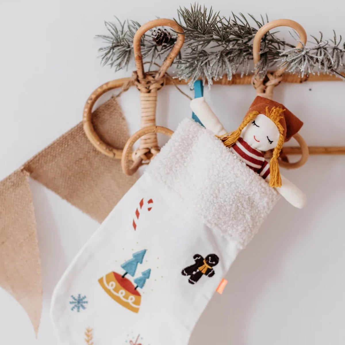 Kikadu Doll Christmas Stocking - Snow Globe