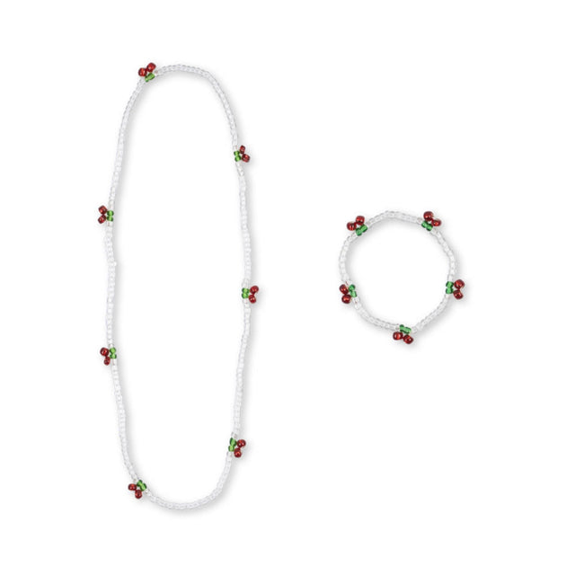 Konges Sløjd Pearly Cherry Necklace and Bracelet Set