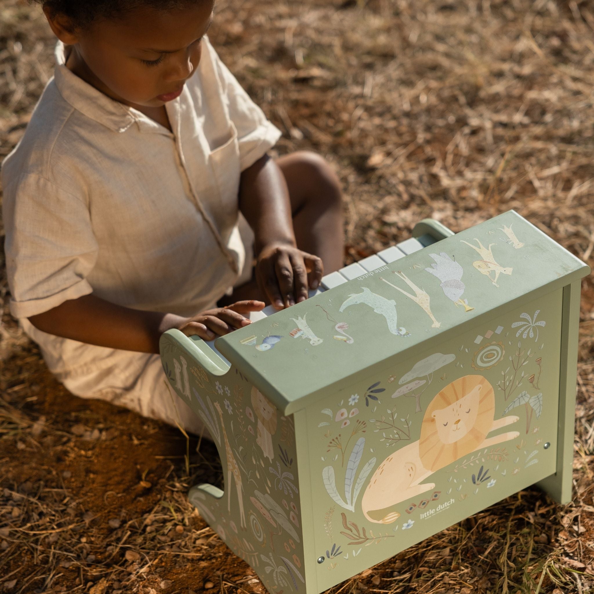 Little Dutch Wooden Piano Green - Safari Friends | The Kid